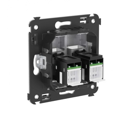 Компьютерная розетка RJ-45 в стену, кат.6А двойная, "Avanti", "Закаленная сталь"  4404374  DKC