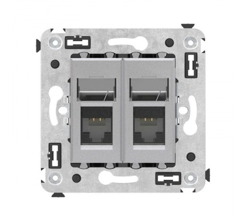Компьютерная розетка RJ-45 в стену, кат.6А двойная, "Avanti", "Закаленная сталь"  4404374  DKC
