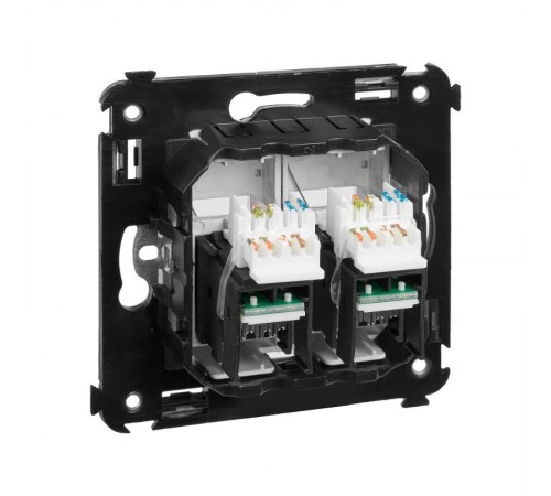 Компьютерная розетка RJ-45 в стену, кат.6А двойная, "Avanti", "Закаленная сталь"  4404374  DKC