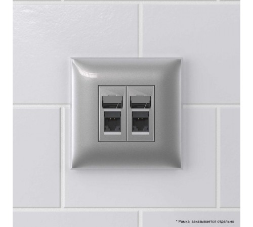 Компьютерная розетка RJ-45 в стену, кат.6А двойная, "Avanti", "Закаленная сталь"  4404374  DKC