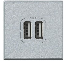 BT Axolute Алюминий Разъем для зарядки 2xUSB  HC4285C2  Bticino