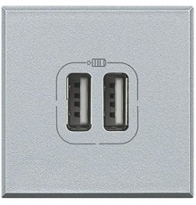 BT Axolute Алюминий Разъем для зарядки 2xUSB  HC4285C2  Bticino