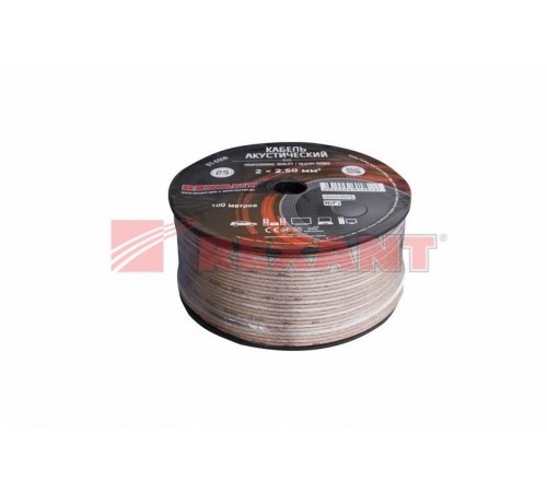 Кабель акустический 2х2,50 мм прозрачный SILICON (бухта 100 м)  01-6308  REXANT