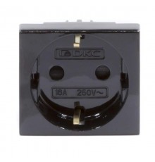 Розетка силовая 2Р+Е, со шторками, "Viva", 2 мод., цвет черный  45205  DKC