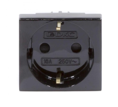 Розетка силовая 2Р+Е, со шторками, "Viva", 2 мод., цвет черный  45205  DKC