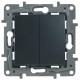 Etika Антрацит Переключатель 2-клавишный, 10А, автозажимные клеммы  672612  Legrand