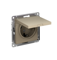 AtlasDesign Шампань Розетка с заземлением, со шторками, с крышкой, 16А, механизм  ATN000546  SE