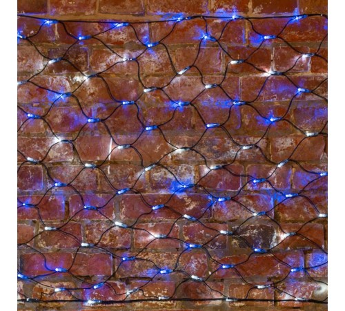 Гирлянда "Сеть" 2х0,7м, черный ПВХ, 176 LED Белые/Синие  215-012  NEON-NIGHT