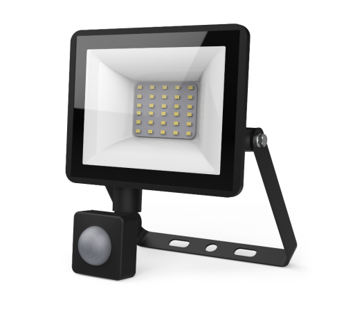 Прожектор светодиодный Gauss Elementary LED 30W 2100lm IP65 6500К с датчиком движения  628511330  Gauss