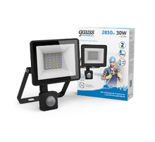 Прожектор светодиодный Gauss Elementary LED 30W 2100lm IP65 6500К с датчиком движения  628511330  Gauss