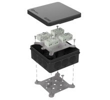 Коробка огнестойкая для о/п двухкомпон 60-0303-9005-FR6.0-4-8-Р Е15-Е60 100х100х40 IP66  разветвительная черная 60-0303-9005-FR6.0-4-8-Р  Промрукав