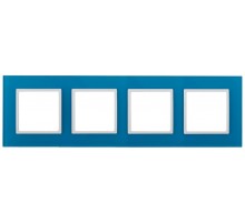 14-5104-28 Рамка на 4 поста, стекло, Эра Elegance, голубой+бел  Б0034536  ЭРА
