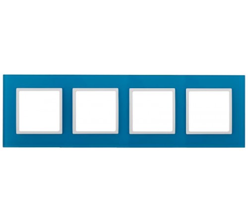 14-5104-28 Рамка на 4 поста, стекло, Эра Elegance, голубой+бел  Б0034536  ЭРА