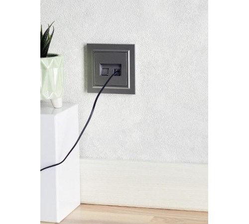 BRITE Розетка компьютерная 2-ая RJ45 кат.5E РК10-2-БрС сталь   BR-K20-1-K46  IEK