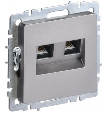 BRITE Розетка компьютерная 2-ая RJ45 кат.5E РК10-2-БрС сталь   BR-K20-1-K46  IEK