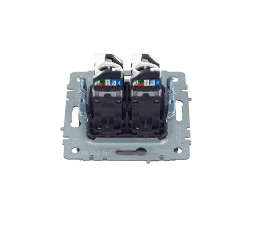 BRITE Розетка компьютерная 2-ая RJ45 кат.5E РК10-2-БрС сталь   BR-K20-1-K46  IEK