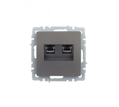 BRITE Розетка компьютерная 2-ая RJ45 кат.5E РК10-2-БрС сталь   BR-K20-1-K46  IEK