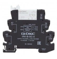 Реле интерфейсное, 1CO, ком. ток 6А, AgSnO2, напряжение 110V AC/DC, винтовые клеммы.  IRK-110UC-1CO  DKC