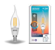 Лампа светодиодная филаментная Smart Home DIM+CCT E14 CF35 4,5 Вт 2000-6500 К 1/10/40  1280112  Gauss