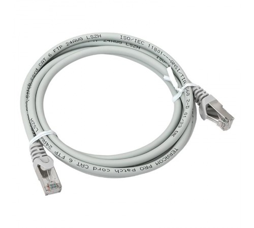 Патч-корд TERACOM PRO Cat.6 экранированный FTP оболочка LSZH серый (2,0м)  TRP-6FTP-LSH-2M-GY  EKF
