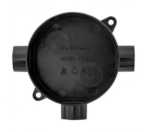 Коробка распределительная КМР-040-040б трехрожковая черная (70х35) EKF PROxima  plc-kmr-040-040b  EKF