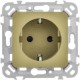 FLITE Розетка с заземлением со шторками быстрозажимные клеммы 16А РСш11-1-ФлО оливковый  FI-R14-16-1-K26  IEK