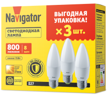 Лампа светодиодная   95 322 NLL-C37-8-230-2.7K-E27-FR-PACK3  95322  Navigator