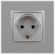 14-2102-03 Розетка с заземлением со шторками, 16A-250В, IP20, Эра Elegance, алюминий  Б0034274  ЭРА