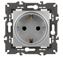 14-2102-03 Розетка с заземлением со шторками, 16A-250В, IP20, Эра Elegance, алюминий  Б0034274  ЭРА