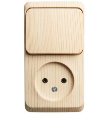Этюд Сосна О/У Блок: Розетка без заземления + Выключатель 1-клавишный  BPA16-204D  SE