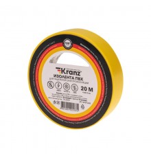 Изолента ПВХ 0.13х15 мм, 20 м, желтая  KR-09-2602  Kranz