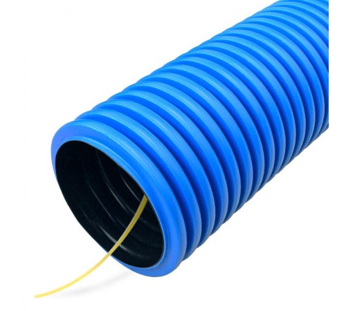 Труба гофрированная двустенная ПНД гибкая тип 750 (SN8) с/з синяя д200 (35м/уп) (муфта, 2 кольца)  PR15.0184  Промрукав