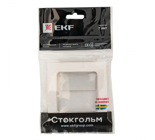 Стокгольм Рамка 1-местная белая PROxima  EXM-G-302-10  EKF