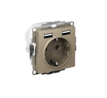 AtlasDesign Шампань Розетка 16А c 2 USB A+A, 5В/2,4А, 2х5В/1,2А, механизм  ATN000530  SE