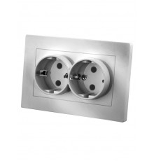 Розетка двойная 2П+З 16А 250В серебр. металлик "Сенеж"   SQ1816-0236  TDM