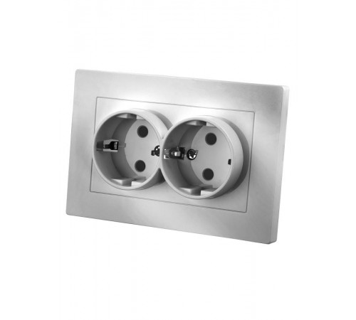 Розетка двойная 2П+З 16А 250В серебр. металлик "Сенеж"   SQ1816-0236  TDM