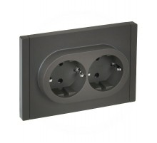 FORTE&PIANO Розетка 2-я с заземлением со шторками безвинтовое крепление 16А FP323 серый  FP-R24-16-1-K03  IEK