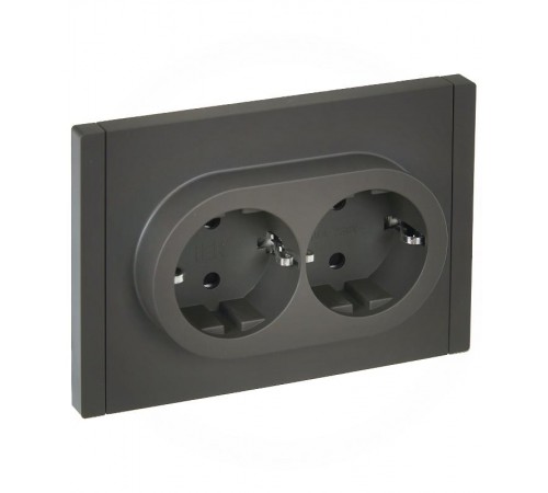 FORTE&PIANO Розетка 2-я с заземлением со шторками безвинтовое крепление 16А FP323 серый  FP-R24-16-1-K03  IEK