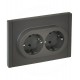 FORTE&PIANO Розетка 2-я с заземлением со шторками безвинтовое крепление 16А FP323 серый  FP-R24-16-1-K03  IEK