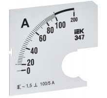 Шкала смен. для амперметра Э47 100/5А-1,5 72х72мм  IPA10D-SC-0100  IEK