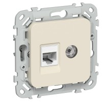 FLITE Розетка 2-ая RJ45/TV кат.5Е UTP РКТВ5е-2-0-ФлСл сливочный  FI-AK22-1-K86  IEK