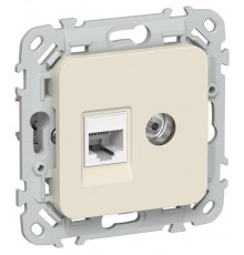 FLITE Розетка 2-ая RJ45/TV кат.5Е UTP РКТВ5е-2-0-ФлСл сливочный  FI-AK22-1-K86  IEK