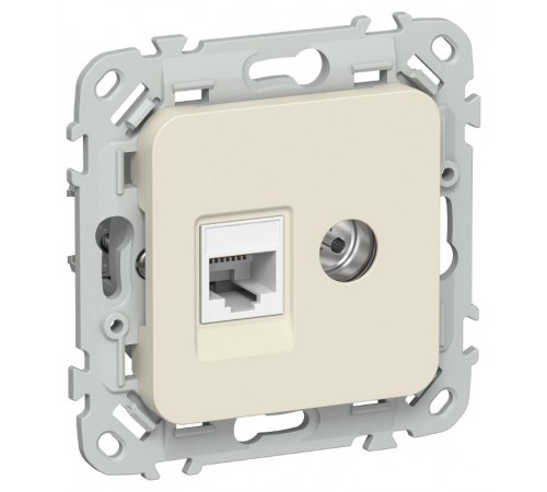 FLITE Розетка 2-ая RJ45/TV кат.5Е UTP РКТВ5е-2-0-ФлСл сливочный  FI-AK22-1-K86  IEK