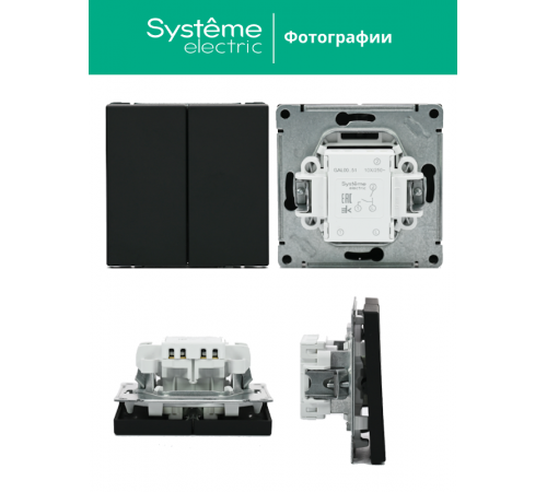 ArtGallery Карбон Выключатель 2-клавишный, сх.5, 10АХ, механизм  GAL001051  SE