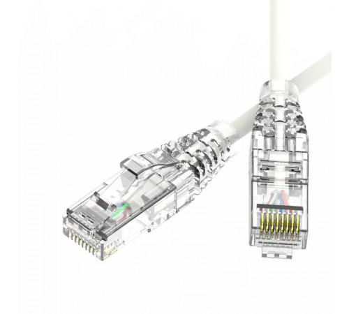 Патч-корд неэкранированный SLIM CAT6 U/UTP 4х2, 28 AWG, LSZH, белый, 1м  RN6UU4510WH-28  DKC