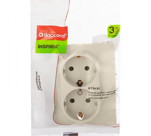 Inspiria Слоновая кость Розетка 2-ая с заземлением со шторками в сборе 16А 250В винтовые зажимы  673451  Legrand