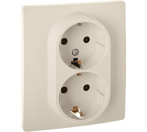 Inspiria Слоновая кость Розетка 2-ая с заземлением со шторками в сборе 16А 250В винтовые зажимы  673451  Legrand