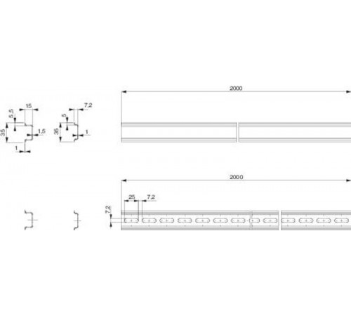 DIN-РЕЙКА СИММЕТР. 2М 7,5Х35 НЕПЕРФОРИР.  NSYSDR200B  Schneider Electric
