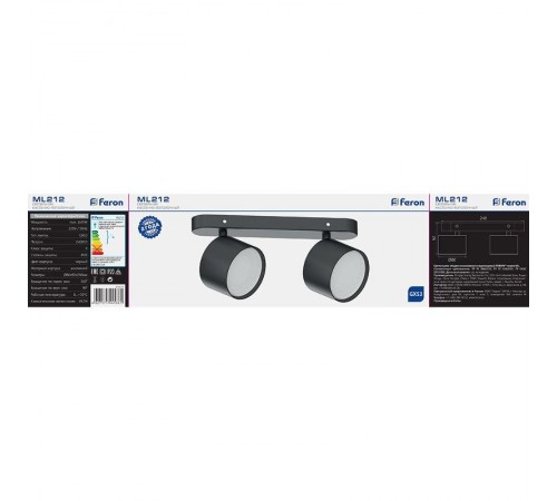Светильник-спот настенно-потолочный под лампу GX53, черный ML212  41477  FERON