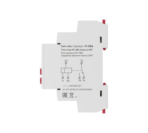 Реле времени RT-SBA (задержка времени включ.) EKF PROxima  rt-sba  EKF